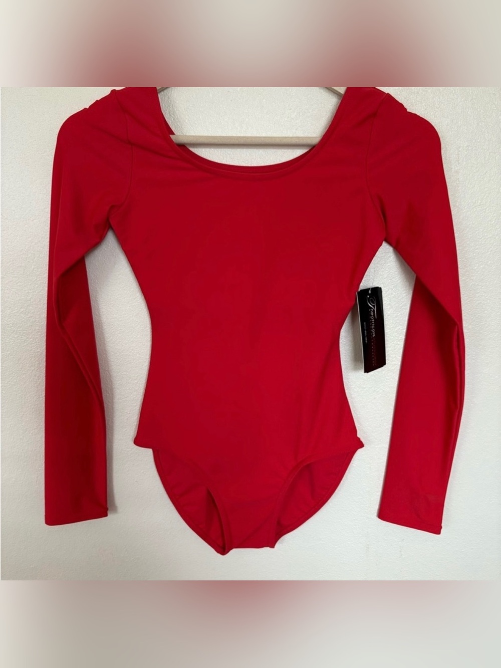 NWT Women's Red Long-Sleeve Scoop-Neck Bodysuit